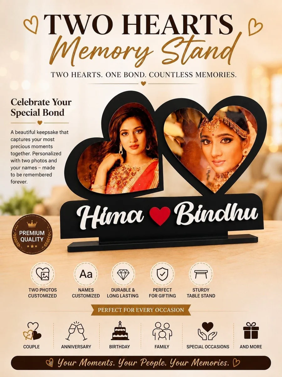 Customised Double Heart Memory Stand