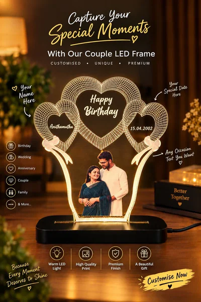 Customised Three Heart LED Table Top