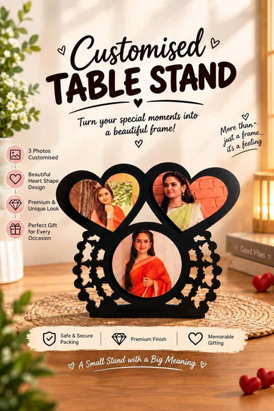 Customised Three Heart Table Top