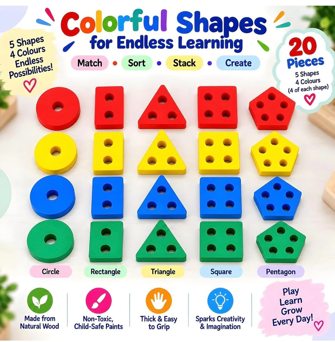 Wooden Geometric Shape Sorter – photo 3