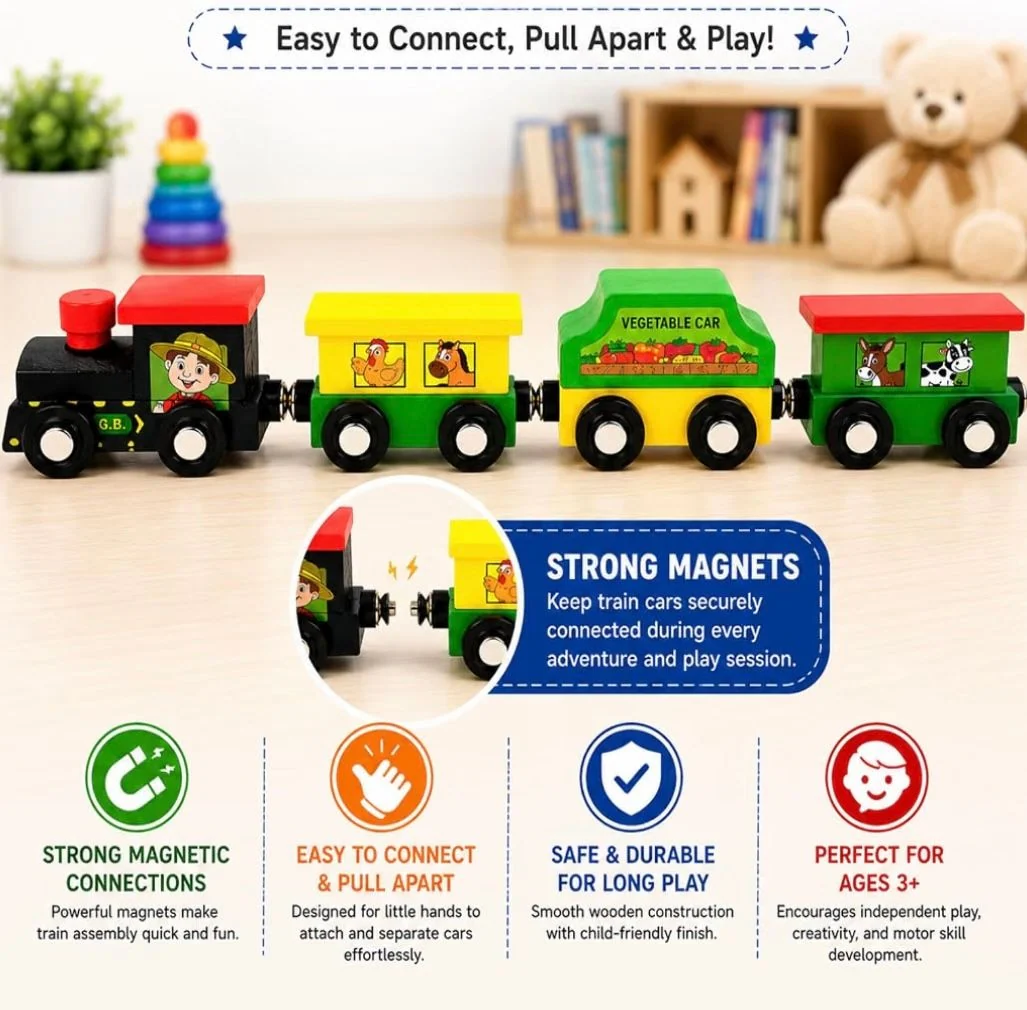 Wooden Magnet Train – photo 3